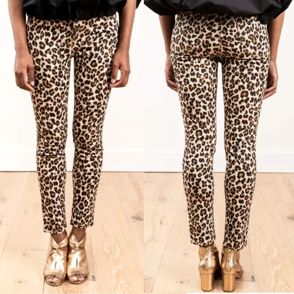 Veronica Beard Debbie Skinny Jeans 10" High Rise Leopard - Picture 1 of 14